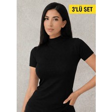 Giysem Denay Kadın Balıkçı Yaka Yarım Kolu Bady  3'lü Set Kadın Balıkçı Yaka Badi