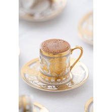 Şık Alena 6’lı Porselen Kahve Fincan Takımı Gold Yaldızlı