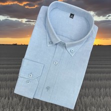 Eren Style Linen Uzun Kol Pamuklu Yakası Gizli Düğmeli Gömlek (Slim Fit Kalıp)