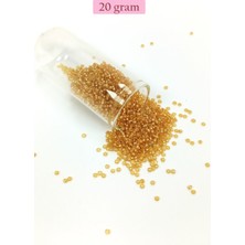 DS LLC Dökme Cam Kum Boncuk (11/0) 2 mm - 20 Gram -  Şeffaf Altın - BNC027 DSLLC34-43TX