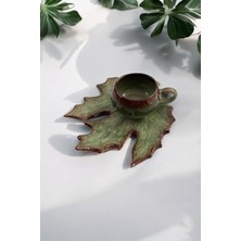 Doğal Ahşap Desenli Tek Kişilik 2 Parça Kahve Fincanı Takımı