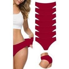 DS LLC 7 Adet Kadın Dikişsiz Lazer Kesim Esnek Iz Yapmayan Külot Bordo DSLLC34-43TX