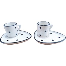 Siyah Puantiye 2 Kişilik Kahve Fincanı Takımı, 4 Parça, 100 ml