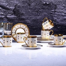 Şık 6'lı Porselen Kahve Fincan Seti, 12 Parça, Zarif ve Kullanışlı