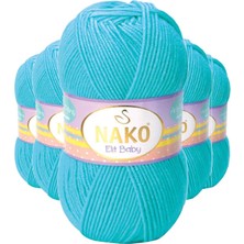 DS LLC 5 Adet Elite Baby El Örgü Ipi Tüylenmeyen Bebek Yünü Turkuaz 3323 DSLLC34-43TX