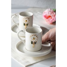 Renkli Papatya Desenli 6'lı Kahve Fincan Takımı, 12 Parça, 100ML