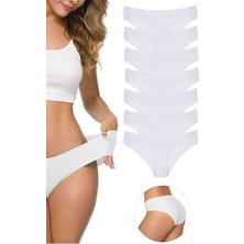 DS LLC 7 Adet Kadın Dikişsiz Lazer Kesim Esnek Iz Yapmayan Külot Beyaz DSLLC34-43TX