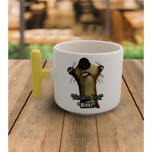 Duble Türk Kahvesi ve Latte Buz Devri Sid Motto Sarı Kulp Kupa 200 ml