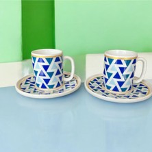 Porselen Kahve Fincan Takımı 4 Parça 2'li 100 ml Klasik Tasarım