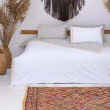 NDC Home Gri Beyaz Çift Taraflı Çift Kişilik Nevresim Seti