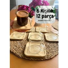 6 Kişilik 12 Parça Borasilikat Termisil Cam Türk Kahve Fincanı Takımı Seti