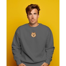 Muhtar Store Pomeranian Köpek Figürlü Minimal Unisex Sweatshirt – Baskılı