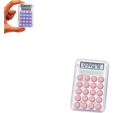 IMA Mini Hesap Makinesi Silikon Tuşlu LCD Ekran 8 Haneli Şeffaf Mini Hesap Makinesi (Ebat: 8,5 cm x 5,4 Cm)