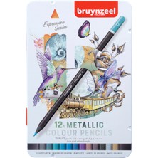 Bruynzeel : Expression Kuru Boya Kalem Seti : Metalik Renkler : 12 Renk (Metal Kutu)