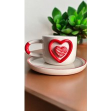 Şık Iç Içe Kalp Tasarımlı 2'li Fincan Seti, Güzel Anlar Için Ideal