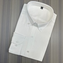 Eren Style Linen Uzun Kol Pamuklu Yakası Gizli Düğmeli Gömlek (Slim Fit Kalıp)