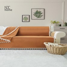 NDC Home Premium Keten Tarçın [ TARÇIN] Ponponlu Koltuk Örtüsü (170 x 220