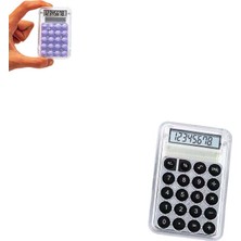 IMA Mini Hesap Makinesi Silikon Tuşlu LCD Ekran 8 Haneli Şeffaf Mini Hesap Makinesi (Ebat: 8,5 cm x 5,4 Cm)