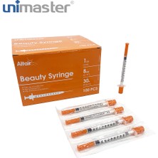 Unimaster 1 ml 30 G 8 mm Mezoterapi - Botoks Enjektörü 100 Adet