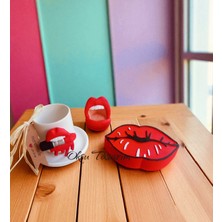 Dudak Temalı Türk Kahvesi Fincanı, Zarif ve Şık Tasarım, Hediye Seçeneği