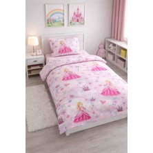 Seralay Home Prenses Desen Lastikli Çarşaflı Tek Kişilik Nevresim Takımı
