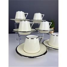 Elora Porselen 6'lı Gümüş Renkli Fincan Takımı, Şıklık ve Zarafet