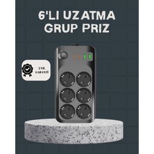 DS LLC Termal Akım Korumalı 6’lı Uzatma Priz USB Type-C Hızlı Şarj 2500W DSLLC4-2356Y