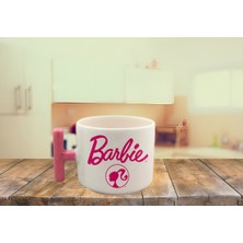 Renkli Barbie Yazılı Karakter Baskılı Kulplu Nescafe & Latte Fincan