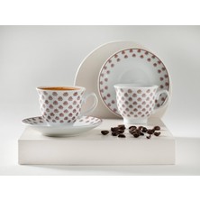 Porselen Kahve Fincan Takımı 4 Parça, 2 Kişilik, 80 Ml, Bordo