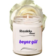 DS LLC Doğal Özel Seri Kokulu Dekoratif Kavanoz Mum 210 cc - Beyaz Gül - Ryl DSLLC34-43TX