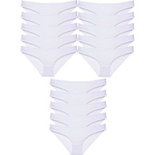 DS LLC 15 Adet Süper Eko Set Likralı Kadın Slip Külot Beyaz DSLLC34-43TX