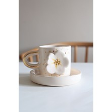 Şık Papatya Desenli 4'lü Fincan Takımı, Zarif ve Hafif Tasarım