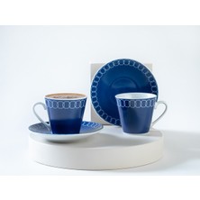 Lacivert Porselen 2'li Kahve Fincanı Takımı, Şık ve Zarif Tasarım