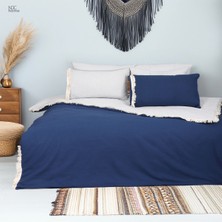 NDC Home Gri Lacivert Çift Taraflı Battal Boy Nevresim Seti