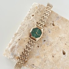 Vesce Atelier Köşeli Gold Saat Yeşil