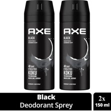 DS LLC 2 Adet Axe Erkek Deodorant & Bodyspray Black 48 Saat Etkileyici Koku Vücut Spreyi 150 ml DSLLC34-43