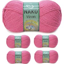 DS LLC 5 Adet Vizon Premium Akrilik El Örgü Ipi Yünü Renk NO:180 Kuru Gül DSLLC34-43TX