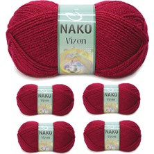 DS LLC 5 Adet Vizon Premium Akrilik El Örgü Ipi Yünü Renk NO:3630 Vişne Çürüğü DSLLC34-43TX