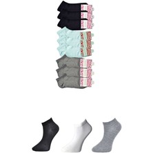 DS LLC Siyah Gri ve Beyaz Kadın Bilek Çorap 9 Çift DSLLC34-43TX