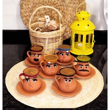 El Yapımı Renkli Emoji Desenli Kahve Fincan Takımı, Şık ve Zarif Tasarım