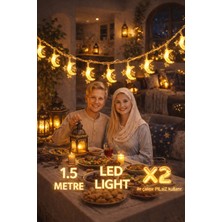 Pairla 1,5 Metre 3 Yıldız 1 Ay Ramazan Temalı LED Işıklı Süsleme Seti Ramazan Süsleri, Ramazan Hediyem Ramazan Süsü