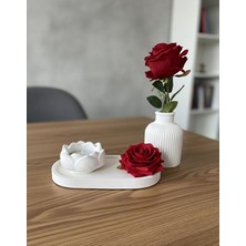 Modesta Home Modern Tepsili Dekoratif Vazo ve Lotus Mumluk Seti – Masa Üstü Ev Dekoru