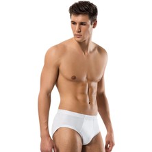 Erdem Erkek Beyaz Pamuklu 6'lı Paket Ribana Slip Külot 1320