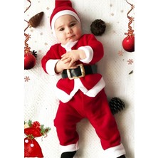 DS LLC Royaleks Group Erkek Çocuk Noel Baba Yılbaşı Kostümü Şapkalı Kemerli DSLLC34-43TX