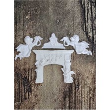 Şömine ve Melekler 3 Parça Esnek Aplik NO:HS52 Ahşap, Mobilya Yenileme, Mobilya Süsleme 7x5 cm