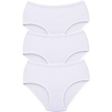 DS LLC 3 Adet Tutku Kadın Yüksek Bel Bato Kalın Lastik Külot Beyaz DSLLC34-43TX