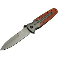GB DA59 Avcı Tip Kamp Çakısı 21 cm - Metal Ampampamp Ahşap Sap, Kemerlikli