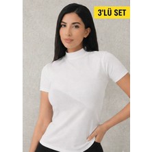 Giysem Denay Kadın Balıkçı Yaka Yarım Kolu Bady  3'lü Set Kadın Balıkçı Yaka Badi