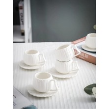 6 Kişilik Lüx Papatya Kahve Fincanı Takımı 12 Parça 90 ml