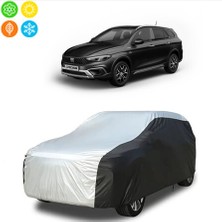 AUTOES Fiat Egea Cross 2023 Model Branda Araba Brandası Oto Branda Gri-Siyah